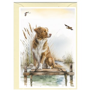 Gepersonaliseerde Nova Scotia Duck Tolling Retriever wenskaart /Notelet (6" x 4") met envelop. De kaart kan desgewenst blanco worden gelaten