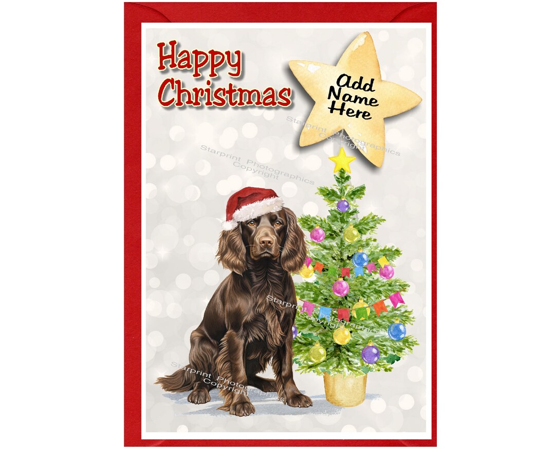 Personalised Working Cocker Spaniel Dog Christmas Card (6" X 4") Blank ...
