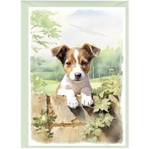 Carte de voeux/notelet personnalisés pour chien Jack Russell Terrier (6 x 4 po.) avec enveloppe.  Peut être laissé vide si vous préférez