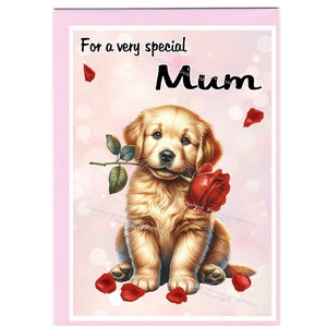 Golden Retriever Dog Blank Card /Notelet for MUM (6&quot; x 4&quot;) with Envelope - Ideal Birthday Card, Mothers Day, etc.
