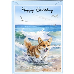 Carte « Joyeux anniversaire » chien corgi (6 x 4 po.) avec enveloppe. Blanc à l'intérieur pour votre propre message. Parfait pour tous les amoureux des chiens