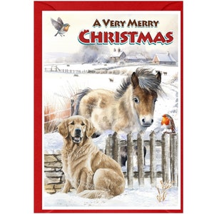 Biglietto natalizio con cane Golden Retriever (6" x 4") interno vuoto - con busta. Articolo perfetto per ogni amante dei cani