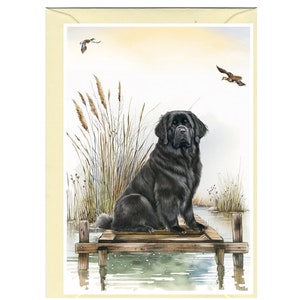 Gepersonaliseerde wenskaart Newfoundland-hond (6 x 4 inch) met envelop: ideaal voor elke gelegenheid. Kan desgewenst leeg worden gelaten