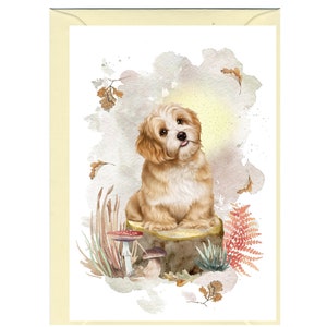Gepersonaliseerde Lhasa Apso-hondenwenskaart (6 x 4 inch) met envelop.  Kaart kan indien gewenst blanco worden gelaten
