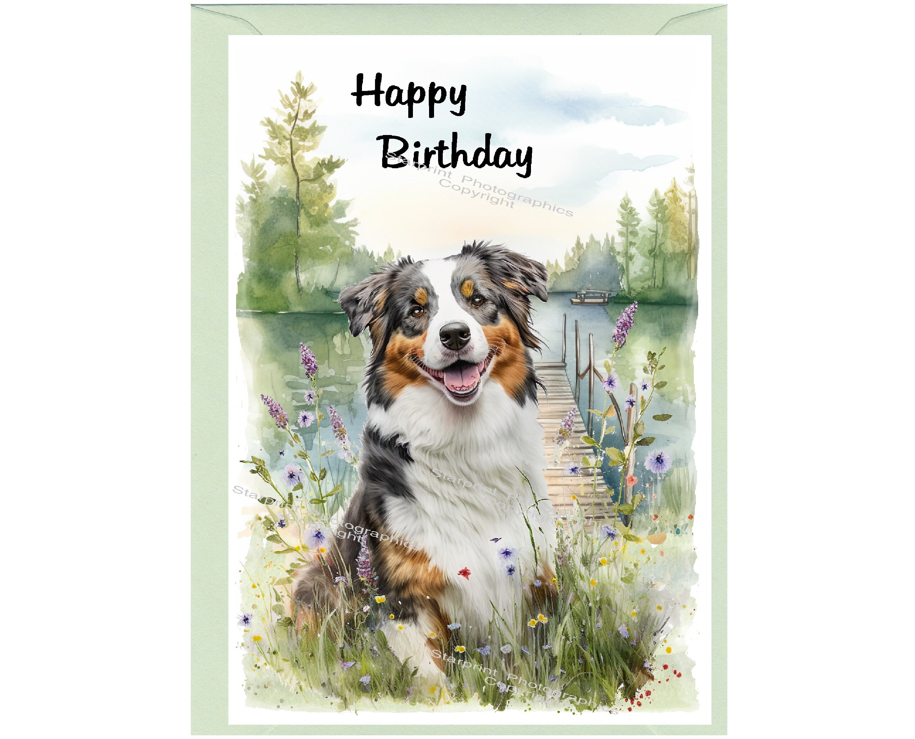 Impression Personnalisée De Berger Australien : Cadeau Pour Amoureux Des Chiens, Peinte à La Main - France