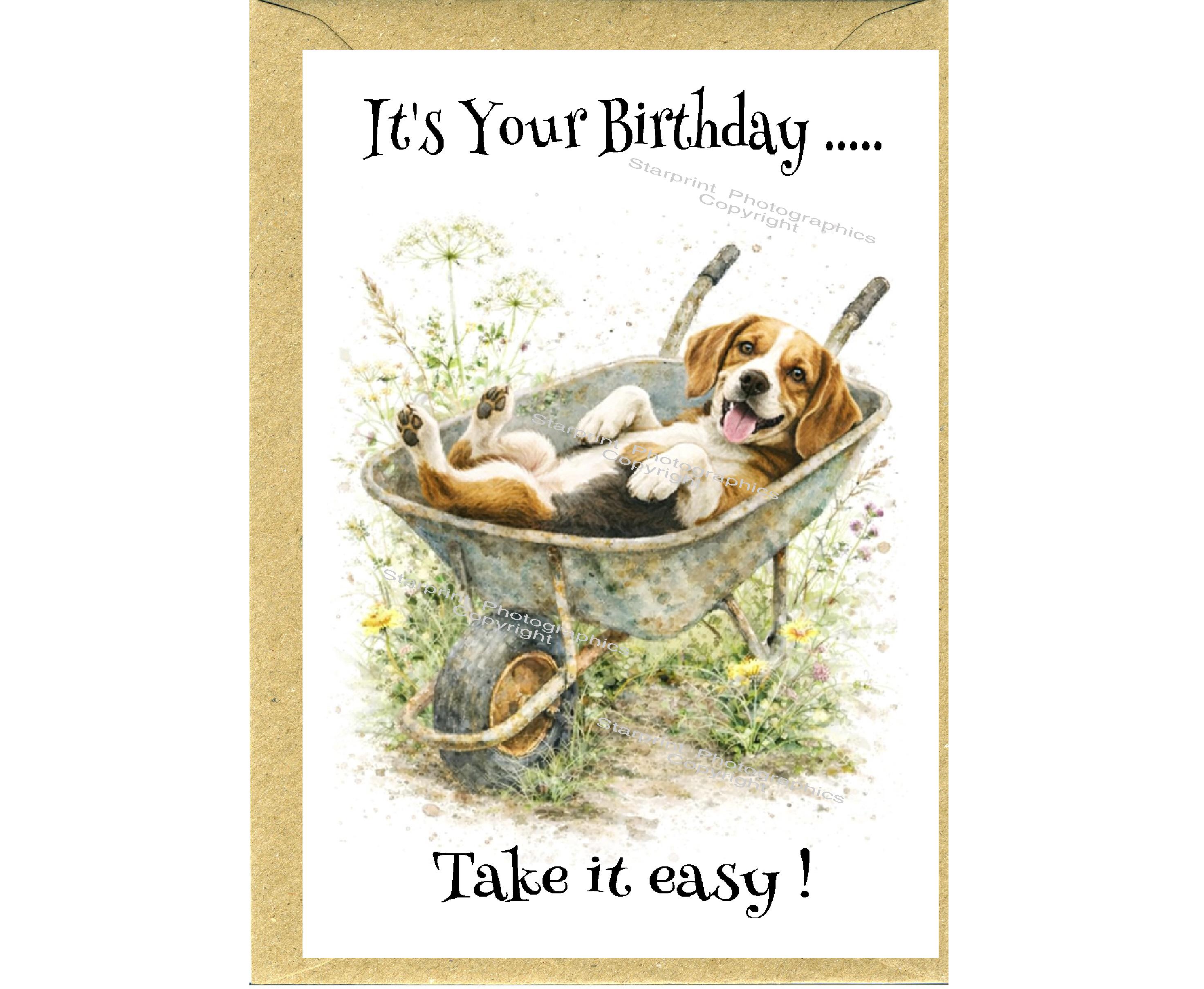Beagle Dog Birthday Card (6" X 4") With Envelope - Blank Inside for ...