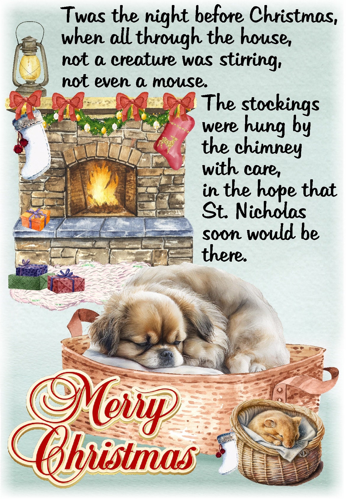 Tibetan Spaniel Dog Christmas Card (6" X 4") Blank Inside - With ...