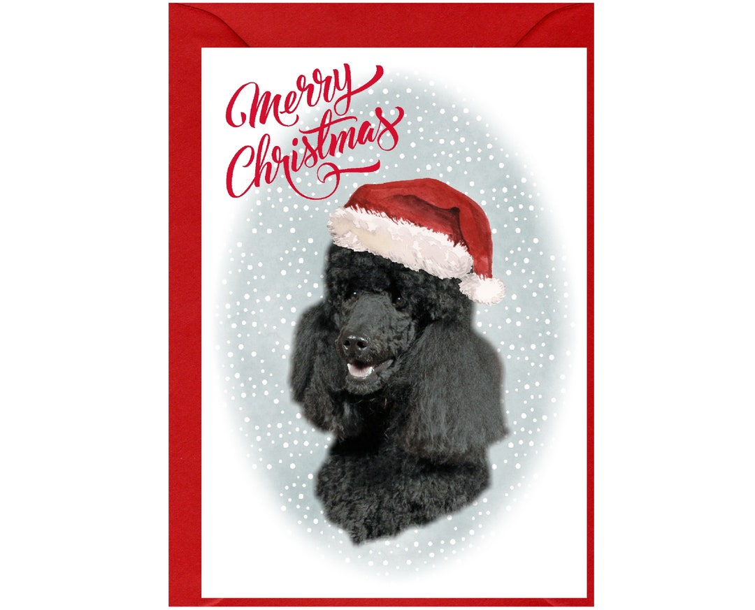 Black Poodle Dog Christmas Card (6" X 4") Blank Inside - With Envelope ...