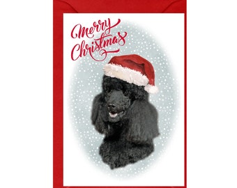 Black Poodle Dog Christmas Card (6" x 4") Blank inside - with Envelope.  Perfect item for any Dog Lover