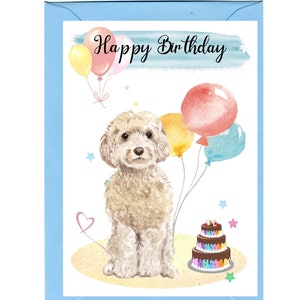 Cockapoo / Doodle Dog "Happy Birthday" Card (6" x 4") with Envelope - Blank inside for your own message. Perfect for any dog lover