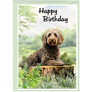 Labradoodle / Doodle Dog "Happy Birthday" Card (6" x 4") with Envelope - Blank inside for your own message. Perfect for any dog lover