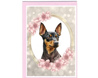Personalised Miniature Pinscher Dog Blank Card /Notelet (6" x 4") with Envelope.  Card can be left blank if preferred