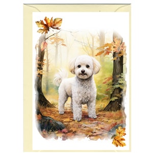 Tarjeta de felicitación personalizada para perros Bichon Frise /Notelet (6" x 4") con sobre. Se puede dejar en blanco si se prefiere