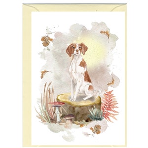 Cartão/Notelet personalizado de cumprimentos do cão Brittany (6" x 4") com envelope - Ideal para qualquer ocasião. Pode ser deixado em branco se preferir