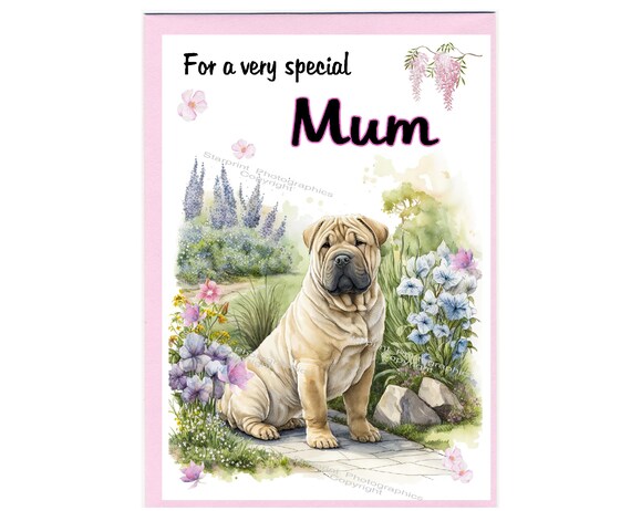 Shar Pei Dog Blank Card /notelet for MUM (6