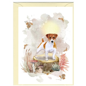 Gepersonaliseerde Jack Russell Terrier-hondenwenskaart (6" x 4") met envelop.  Kaart kan indien gewenst blanco worden gelaten