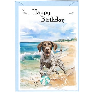 "Deutsch Kurzhaar Zeiger Hund ""Happy Birthday"" Karte (15x10cm) mit Umschlag." Leer innen für Ihre eigene Nachricht. Perfekt für jeden Hundefreund