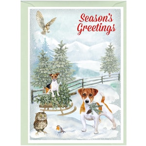 Tarjeta de Navidad para perros Jack Russell Terrier (6" x 4") Interior en blanco - con sobre. Artículo perfecto para cualquier amante de los perros.