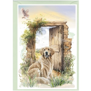 Gepersonaliseerde golden retriever-hondenwenskaart (6" x 4") met envelop - kaart kan indien gewenst blanco worden gelaten.