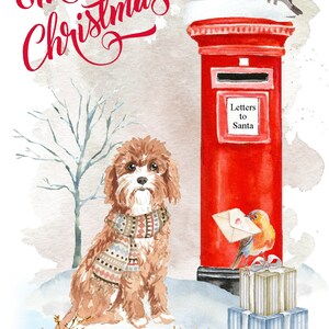 Cavapoo / Doodle Dog Christmas Card (6" X 4") Blank Inside - With ...