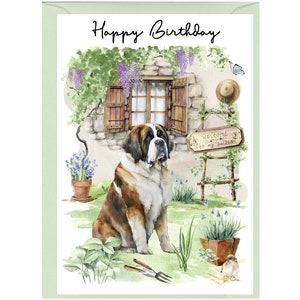 Bernhardiner Hund ""Happy Birthday"" - Karte 15 x 10 cm mit Umschlag." Leer innen für Ihre eigene Nachricht. Perfekt für jeden Hundefreund