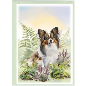 Personalised Papillon Butterfly Dog Greetings Card /Notelet (6" x 4") with Envelope.  Card can be left blank if preferred