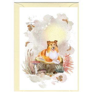 Chien de berger Shetland personnalisé / carte de voeux / notelet Sheltie (6 x 4 po.) avec enveloppe. La carte peut être laissée vierge si vous préférez