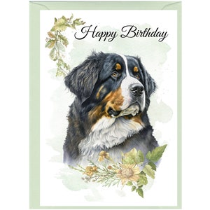 Berner Sennenhund Geburtstagskarte (15,5 x 10 cm) mit Umschlag. Leer innen für Ihre eigene Nachricht. Perfekt für jeden Hundefreund