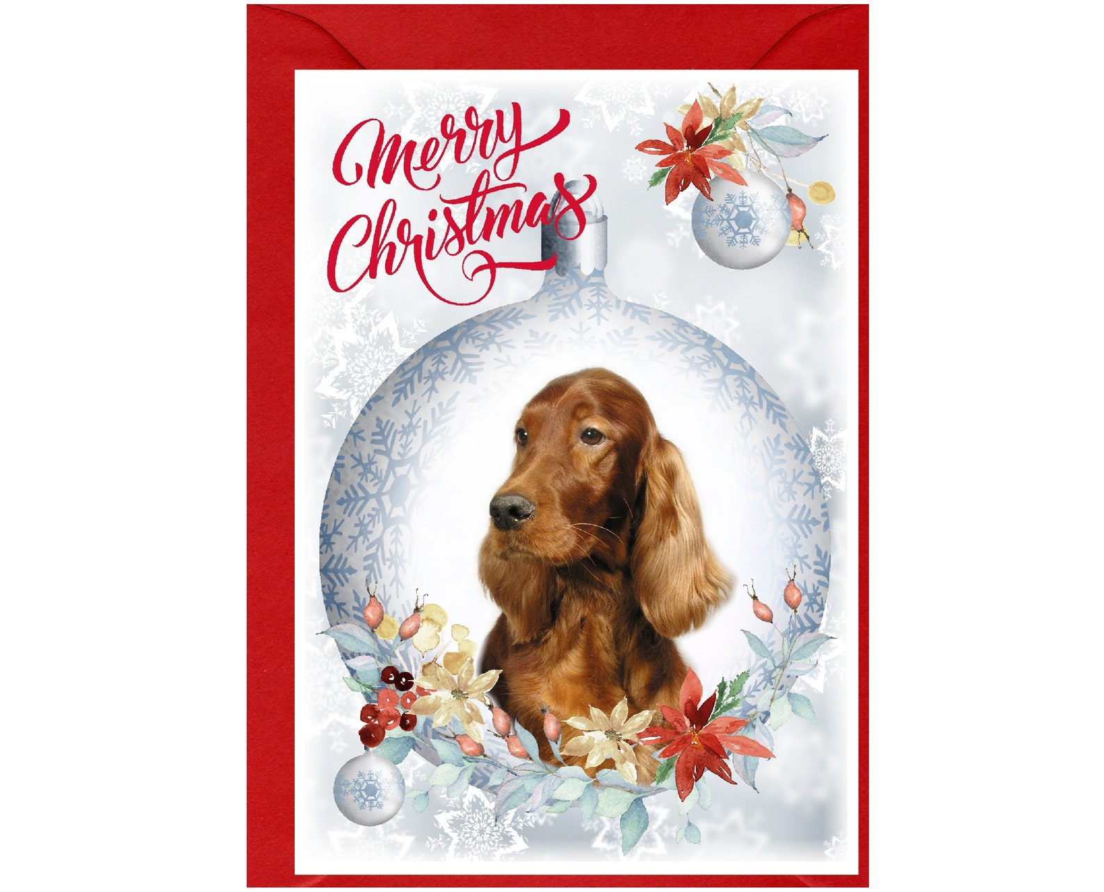 Irish Setter Red Dog Christmas Card 6 X 4 Blank Etsy