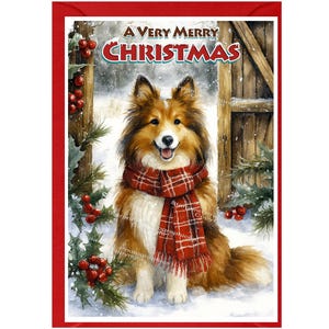 Shetland Sheepdog / Sheltie Weihnachtskarte 15 x 10 cm Innen leer - mit Umschlag.  Perfekter Artikel für jeden Hundeliebhaber