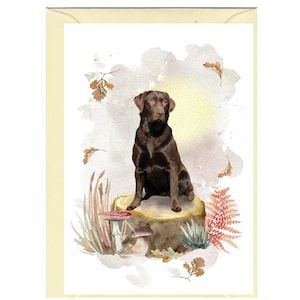 Carte de voeux/notelet personnalisés pour chien Labrador Retriever (chocolat) (6 x 4 po.) avec enveloppe.  La carte peut être laissée vierge si vous préférez