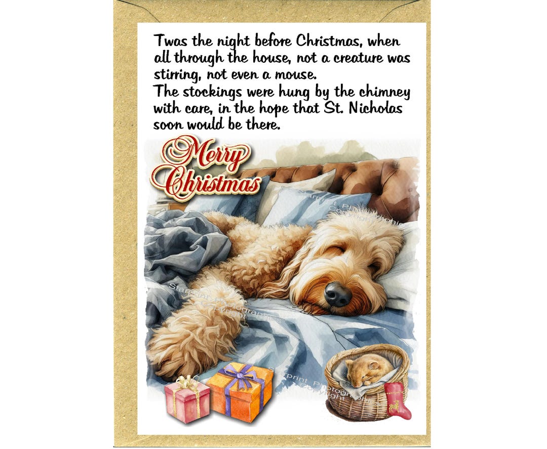 Goldendoodle / Labradoodle / Doodle Dog Christmas Card (6" X 4") Blank ...