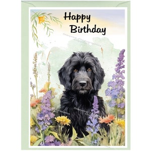 Labradoodle / Doodle Dog "Happy Birthday" Card (6" x 4") with Envelope - Blank inside for your own message. Perfect for any dog lover