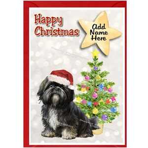 Tarjeta navideña personalizada de Shih Tzu (15 x 10 cm). Interior en blanco y con sobre. Ideal para cualquier amante de los perros.