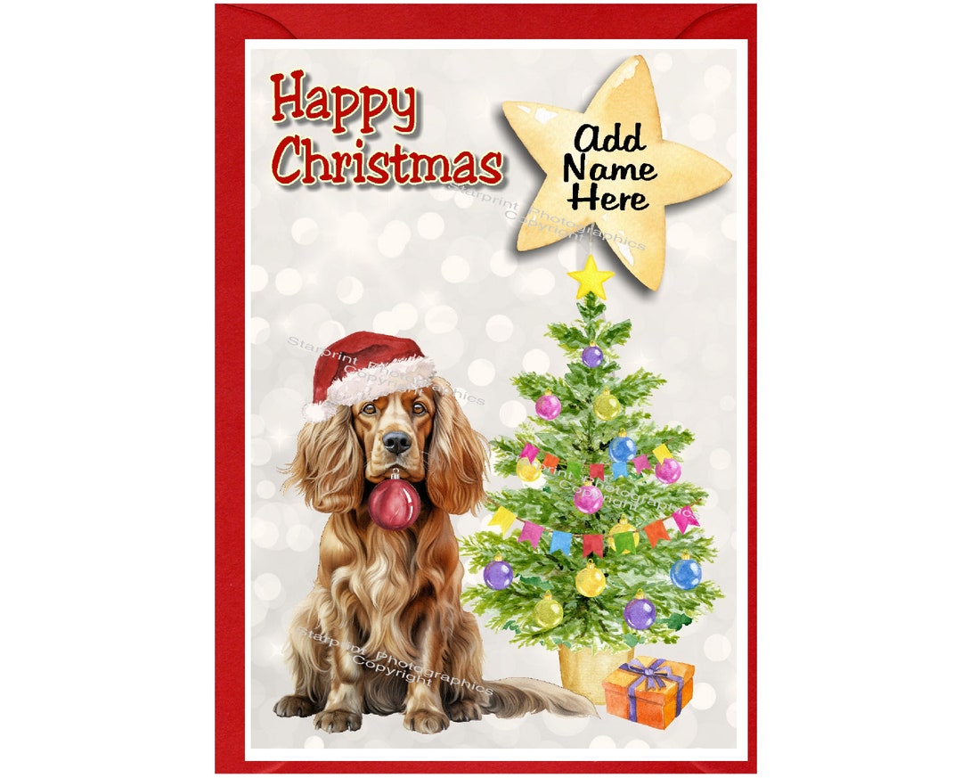 Personalised Cocker Spaniel Gold Dog Christmas Card (6" X 4") Blank ...