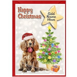 Carte de Noël personnalisée Cocker spaniel doré (6 x 4 po.) vierge à l'intérieur - avec enveloppe. Article parfait pour tous les amoureux des chiens