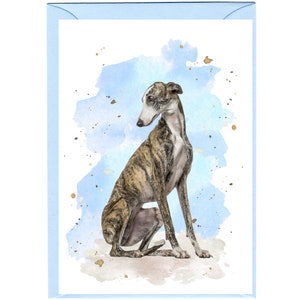 Gepersonaliseerde wenskaart windhondhond (6 x 4 inch) met envelop: ideaal voor elke gelegenheid.  Kan desgewenst leeg worden gelaten