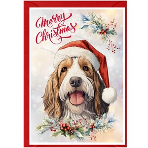 Petit Basset Griffon Vendeen hond kerstkaart (6" x 4") blanco binnenkant - met envelop.  Perfect item voor elke hondenliefhebber