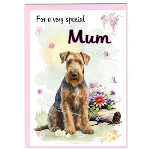 Airedale Terrier Blankokarte für Mama (6 "x 4") mit Umschlag - Ideal für Muttertag, Geburtstag, etc.