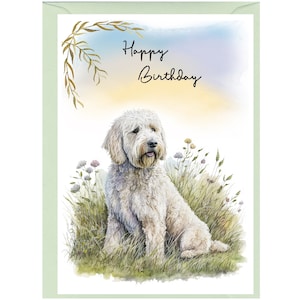 Labradoodle / Golden Doodle Dog "Happy Birthday" Card (6" x 4") with Envelope - Blank inside for your own message. Perfect for any dog lover