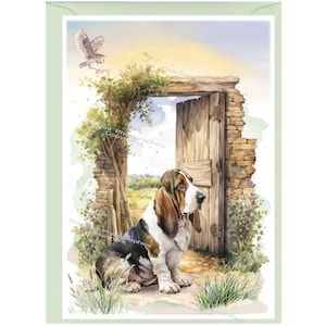 Gepersonaliseerde Basset Hound Dog-wenskaart (6" x 4") met envelop - ideaal voor elke gelegenheid.  Kan desgewenst leeg worden gelaten