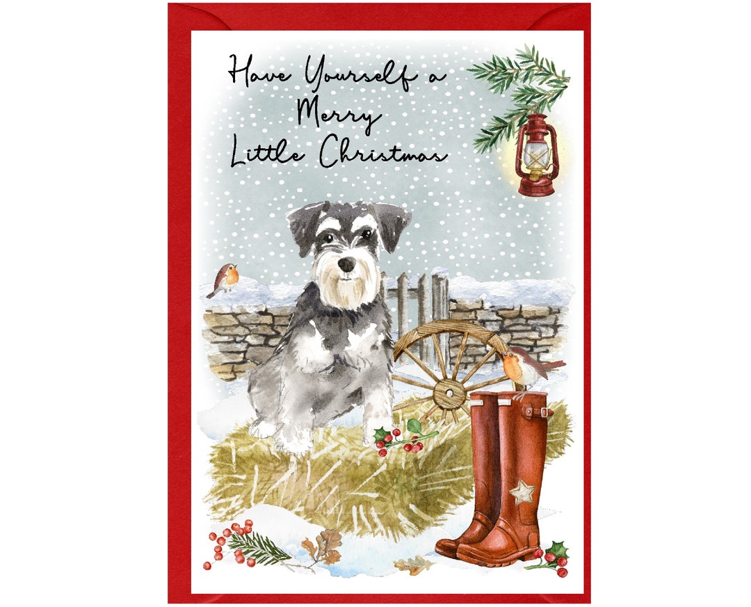 Miniature Schnauzer Dog Christmas Card (6" X 4") With Envelope - Blank ...