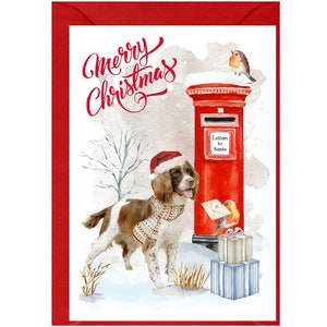 Englische Springer Spaniel-Weihnachtskarte, 15 x 10 cm Innen leer - mit Umschlag.  Perfekter Artikel für jeden Hundeliebhaber