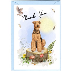 Airedale Terrier Hund "Danke" -Karte (6 "x 4 ") mit Umschlag - leer für Ihre eigene Nachricht." Kann personalisiert werden.