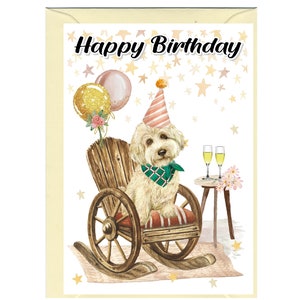Cockapoo / Doodle Dog "Happy Birthday" Card (6" x 4") with Envelope - Blank inside for your own message. Perfect for any dog lover