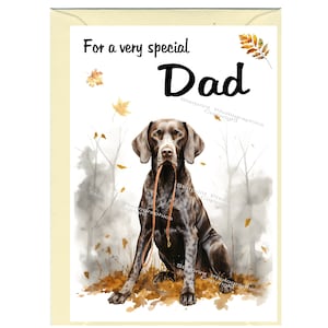 Tarjeta en blanco/nota para papá con diseño de perro Braco Alemán (6" x 4") con sobre. Ideal para el Día del Padre, cumpleaños, etc.