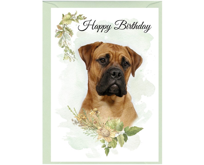 Bullmastiff Dog "happy Birthday" Card (6" X 4") With Envelope - Blank ...