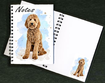 Quaderno/blocco note a forma di Golden Doodle/Labradoodle con immagine su ogni pagina: un regalo perfetto per gli amanti dei cani.