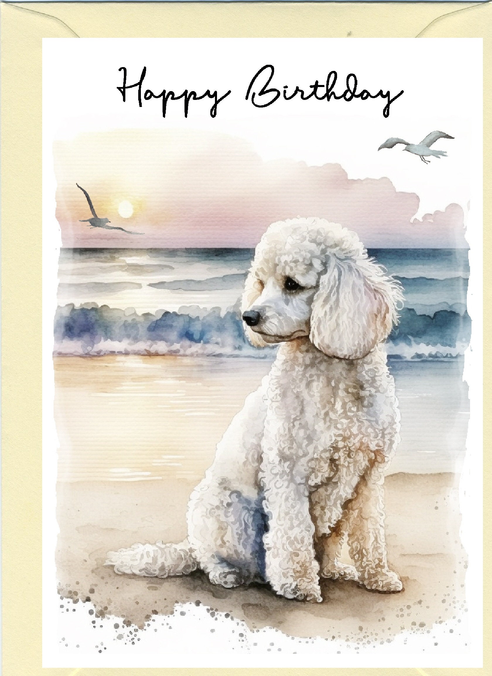 Carte Joyeux anniversaire chien caniche blanc 15,2 x 10,2 cm ...