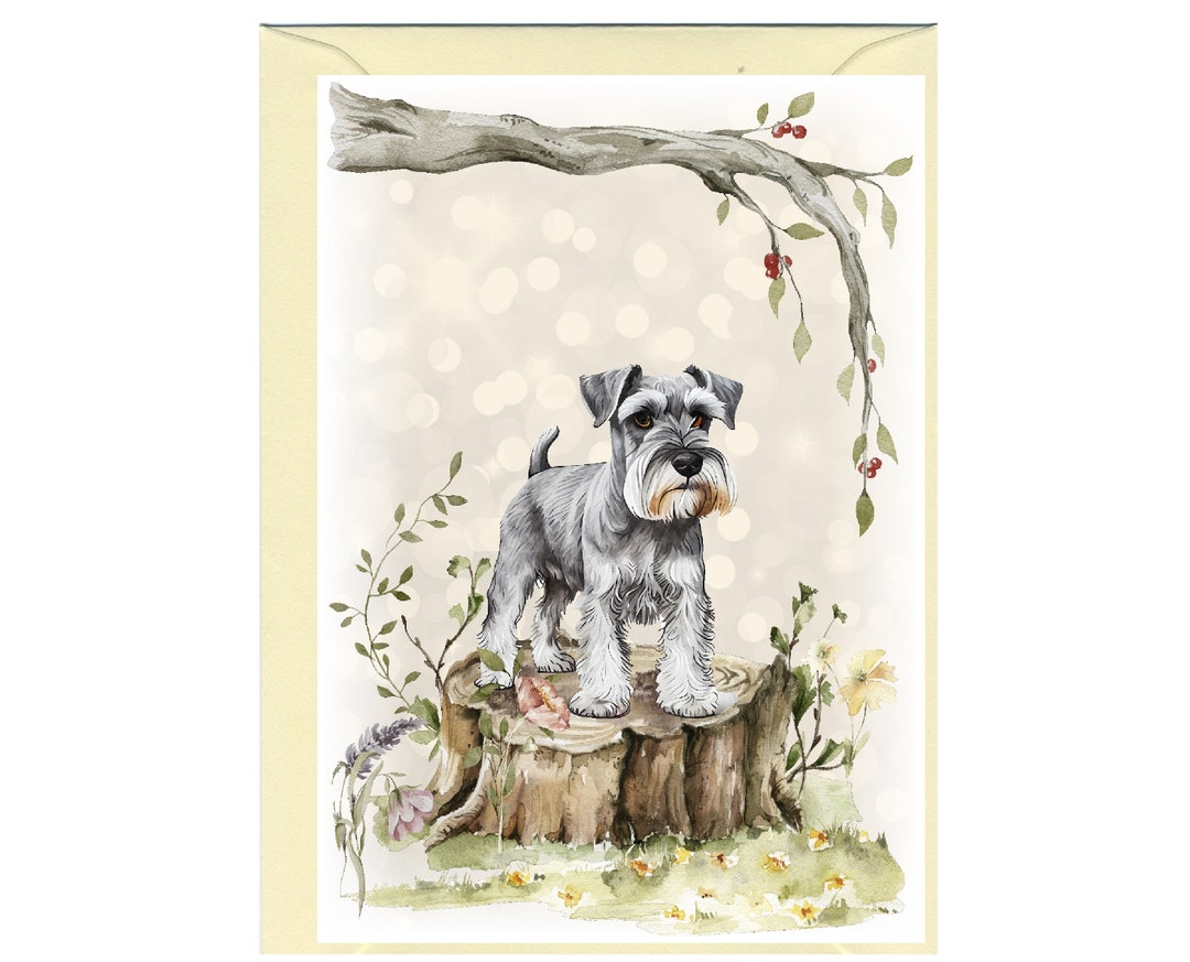 Personalised Miniature Schnauzer Dog Greetings Card /notelet (6" X 4 ...